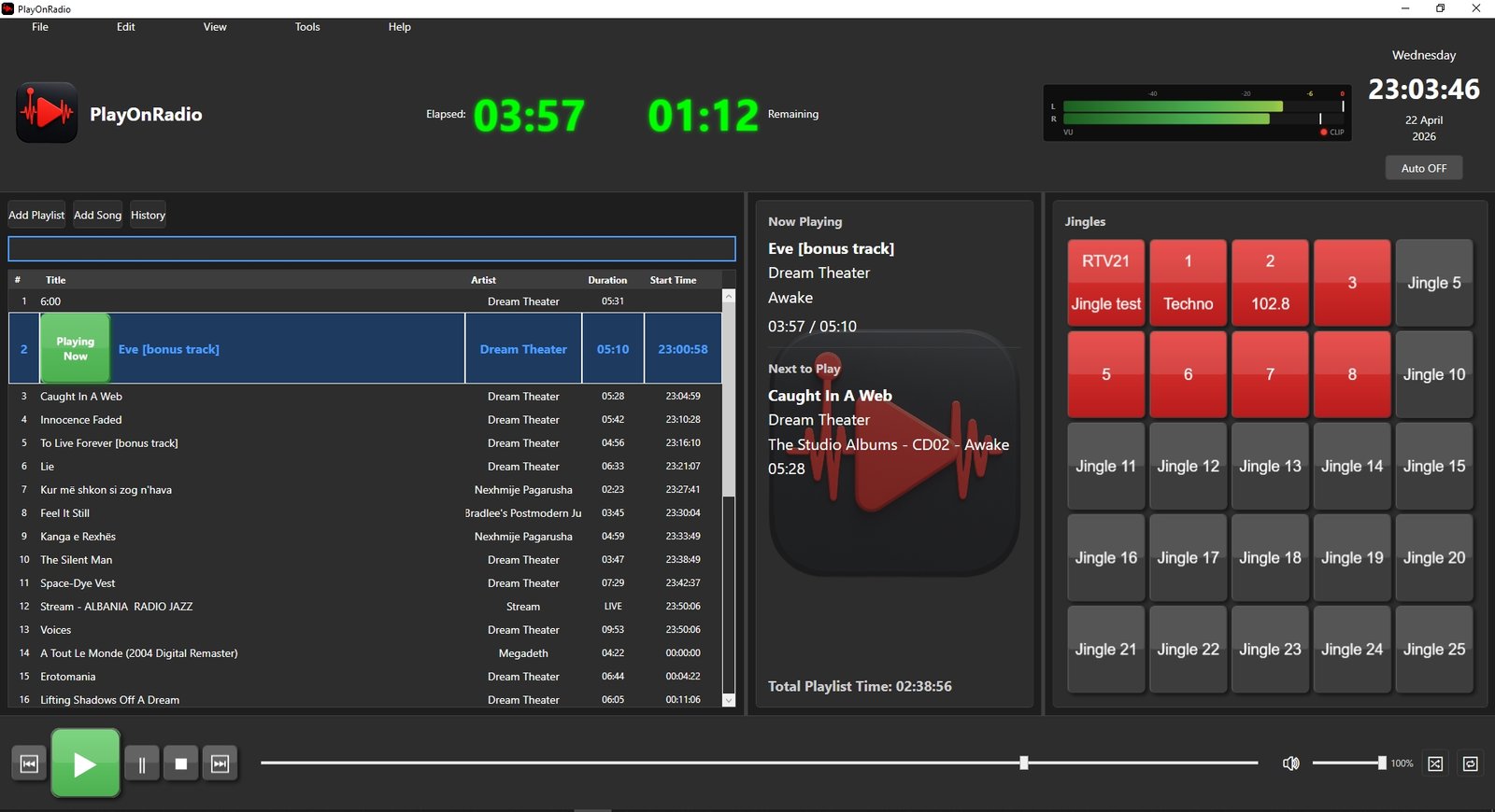 PlayOnRadio Professional Broadcasting View
