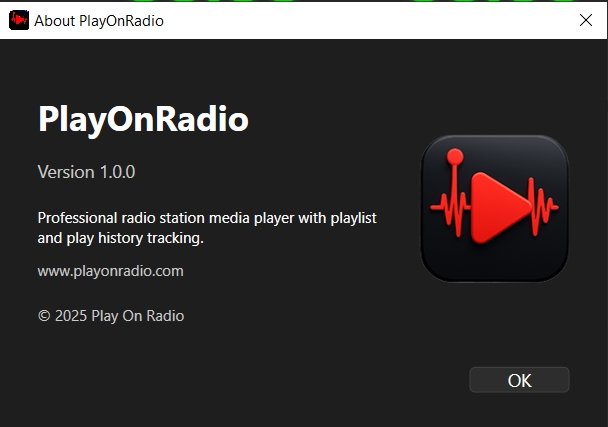 PlayOnRadio About Window